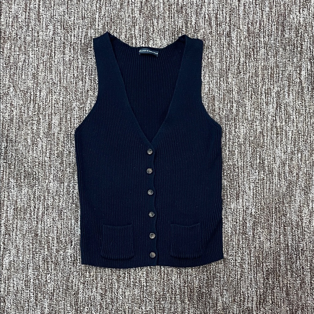 Brandy Melville Dark Blue Button-Up Vest